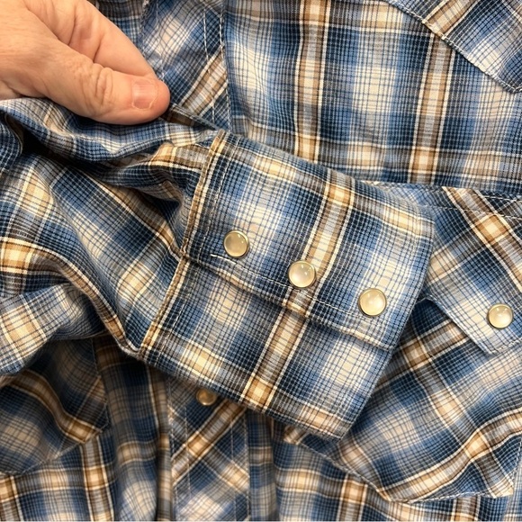 Vintage Wrangler Pearl Snap Front Pocket Plaid Shirt Size XXL - Picture 7 of 11